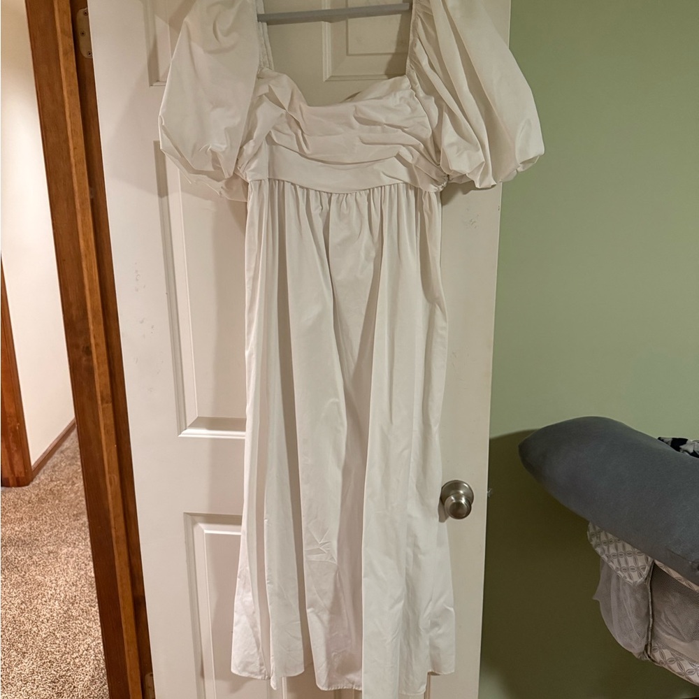 White Puff Sleeve Dress ZARA